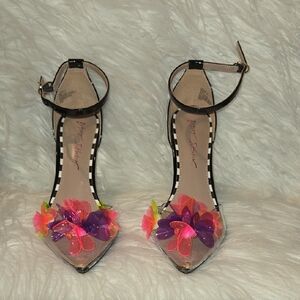 Betsey Johnson Pink and Purple Floral Heels
